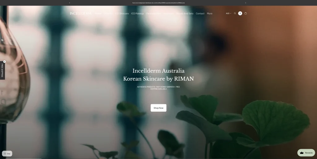 Incellderm AU Shopify skincare website project